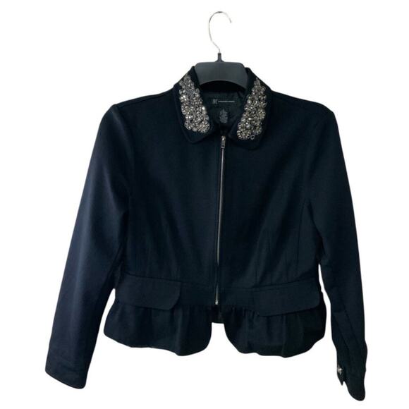 INC International Concepts Suit Jacket Blazer Womens L Full Zip Beaded Formal - Picture 4 of 10